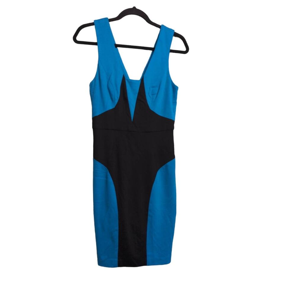 Tracy Reese Womens Blue Azure Combo Shift Dress Black Contrast Knee Length 4 NWT